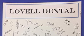 Lovell Dental thank you card with signatures