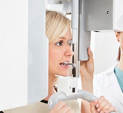 Patient receiving CT scan