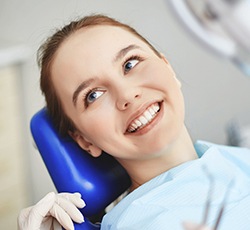 Smiling woman in dental chair