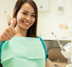 Woman smiling at the dentist