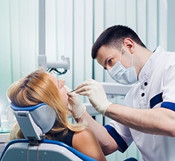 Woman during cosmetic dentistry consultation. 