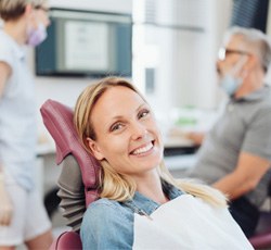 Woman smiling in dental chair