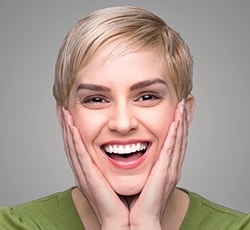Woman showing off flawless smile