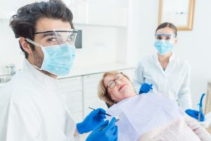 Dentist wearing PPE