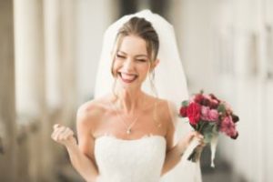 Smiling bride on her wedding day